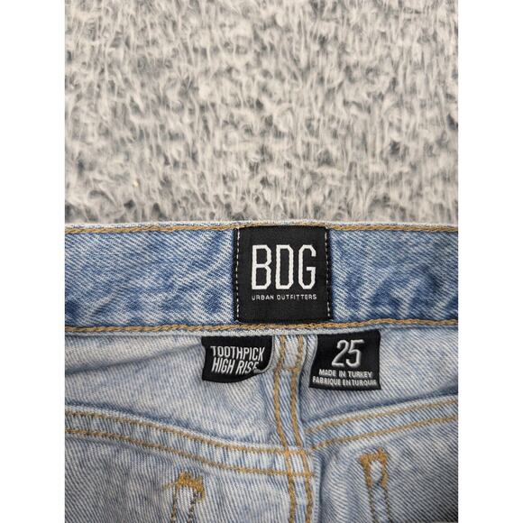 BDG Jeans Women 25 Blue Normcore Toothpick High Rise Casual Distressed Y2K Denim - Picture 4 of 10